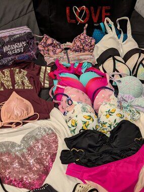 HUGE LOT Victoria's Secret + PINK Tops Bras Swim Leggings Accessories $1000